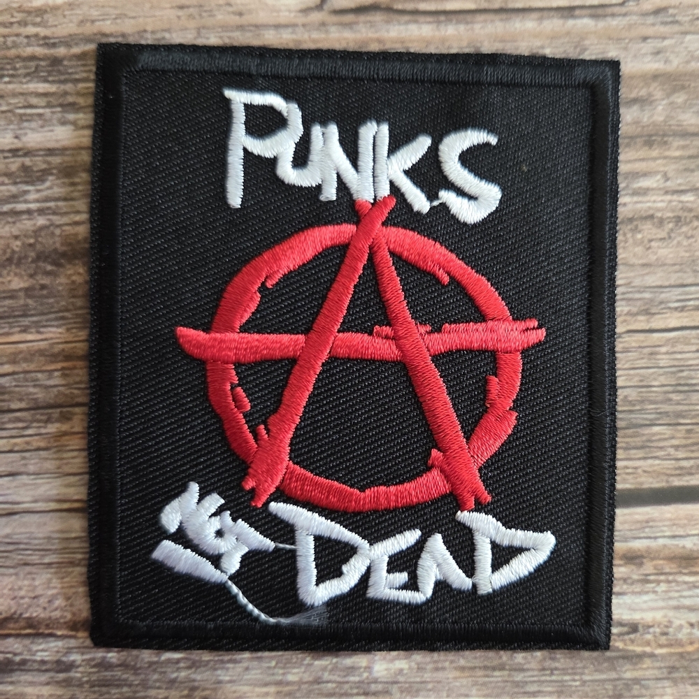 Punks Not Dead Anarchy Punk Rock 90s Style Retro Iron On Patch